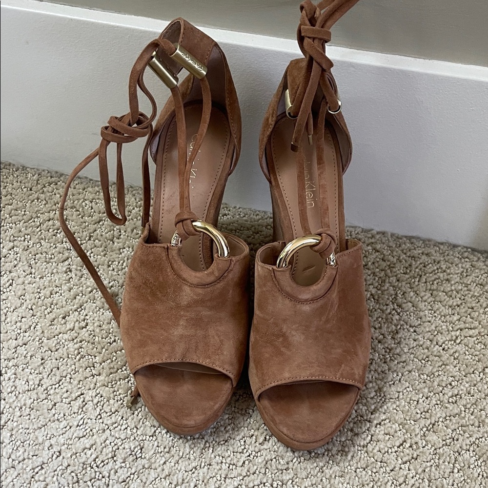Calvin Klein Women's Tan Suede Sandals